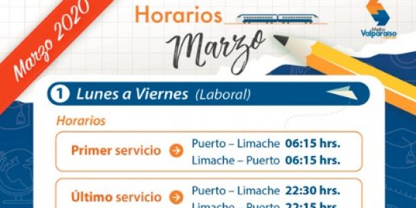 Metro Valparaíso informa extensión horaria y frecuencia de servicios a partir de marzo