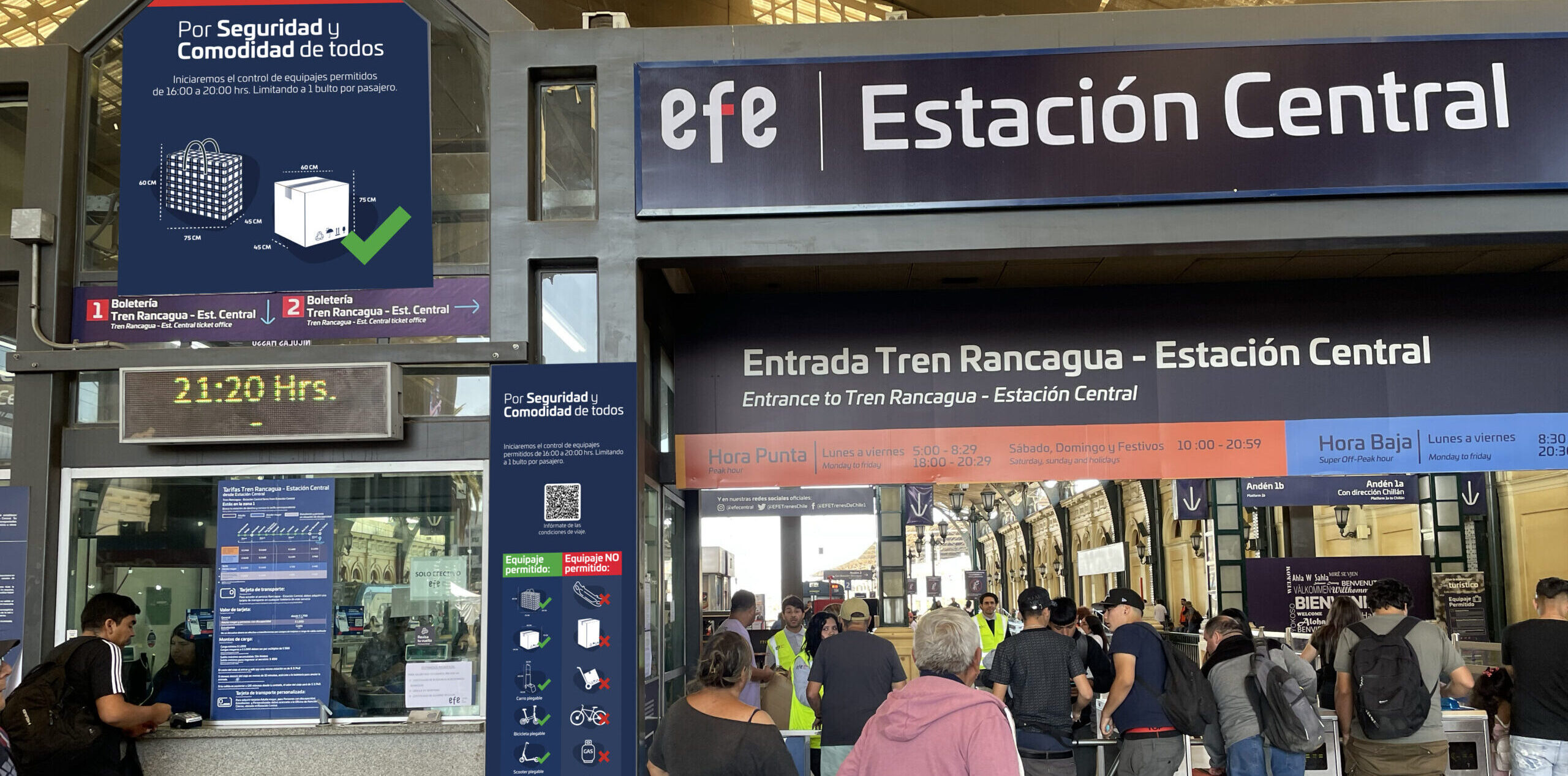 Conoce nuestra política de bultos en el servicio Nos y Rancagua: “Ponte en el lugar del otro, no en su lugar dentro del tren”